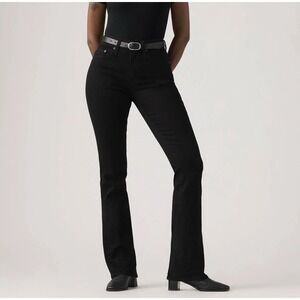 Levi's Premium 725 High Rise Bootcut Black Denim Jeans Womens 30 30x30